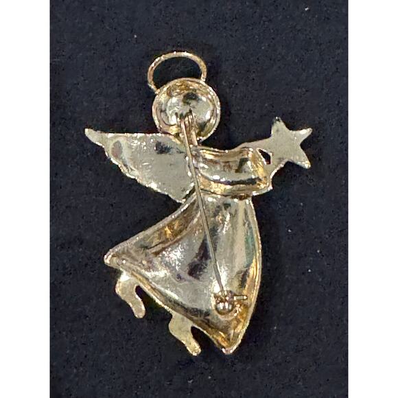 Very CuteVintage Christmas Angel Pin Gold-Tone Holiday Brooch CP127 - Picture 3 of 3
